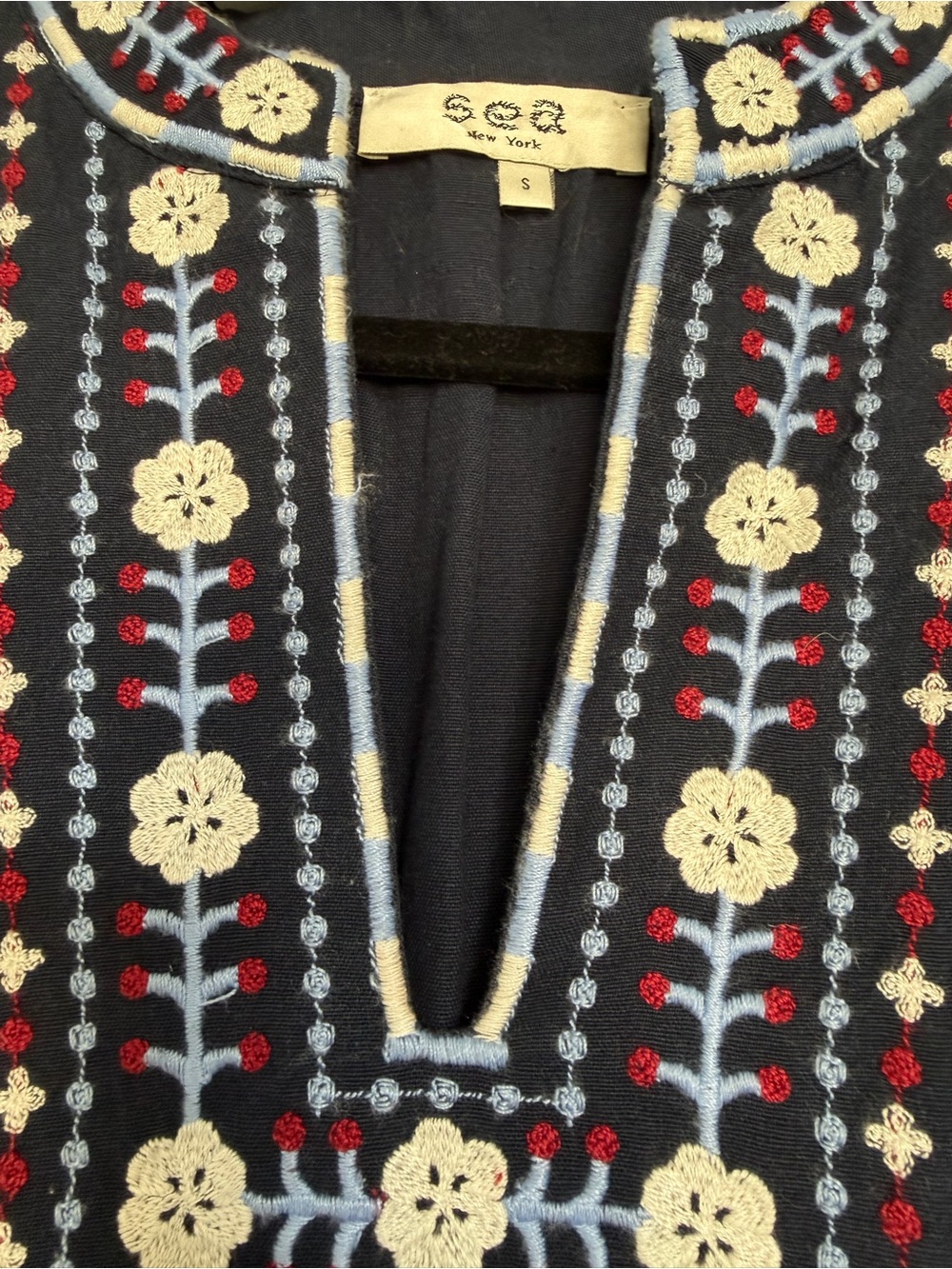 Sea New York Shaina Embroidered Tunic Dress in Navy, Size Small - Picture 7 of 11